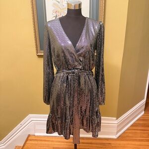 Michael Kors Shimmering Silver Sequin Mini Dress